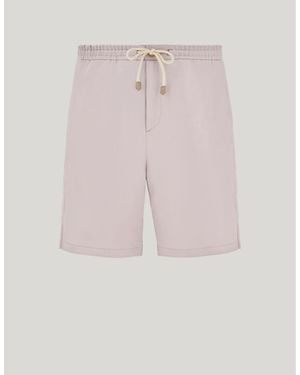 Canali Linen And Silk Bermuda Shorts With Drawstring - Pink