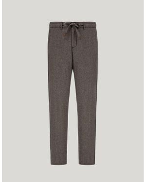 Canali Taupe Drawstring Chinos - Grey