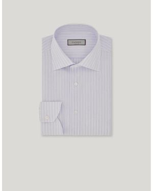 Canali And Striped Cotton And Linen Regular-Fit Shirt - White