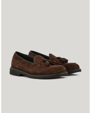 Canali Dark Leather Tassel Loafers With Eva Sole - Brown