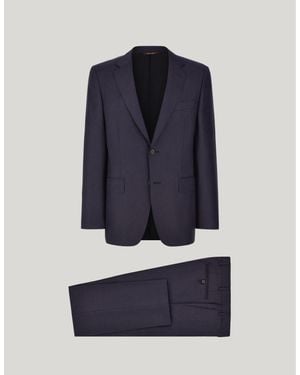 Canali Pure Wool Suit With Two-Button Single-Breasted Jacket - Blue