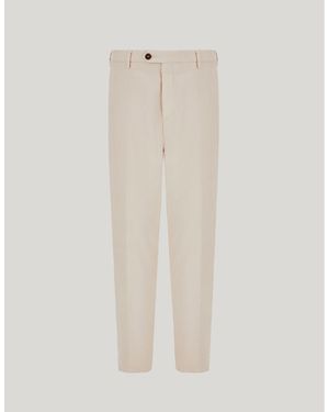 Canali Regular Fit Sand Cashmere And Cotton Gabardine Chino Trousers - White