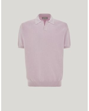 Canali Short-Sleeved Cotton And Silk Polo Shirt, Regular Fit - Pink