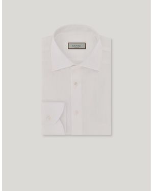 Canali Regular-Fit Cotton Shirt With Herringbone Micro-Structure - White