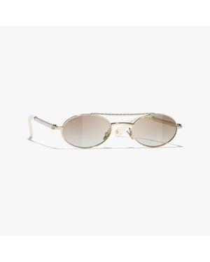 CHANEL Oval Sunglasses - White