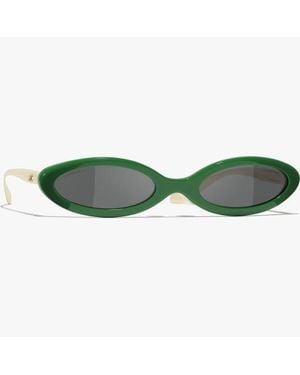 CHANEL Oval Sunglasses - Green