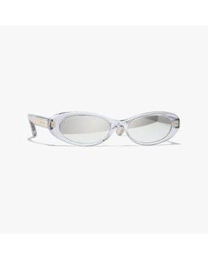 CHANEL Oval Sunglasses - White