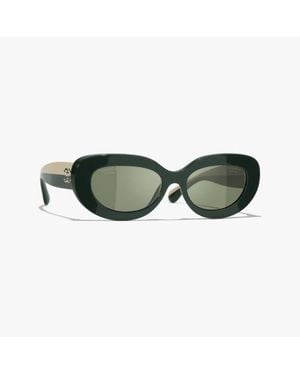 CHANEL Oval Sunglasses - Green