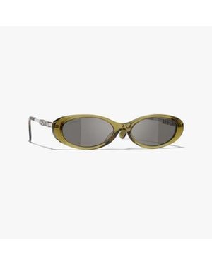CHANEL Oval Sunglasses - Green