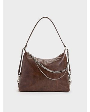 Charles & Keith Atwood Wandelbare Hobo-Bag Mit Kette - Braun