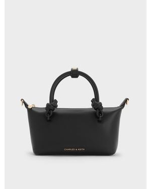 Charles & Keith Sammie Knotted-Handle Tote Bag - Black
