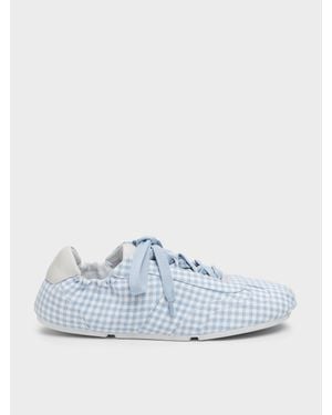 Charles & Keith Cece Sneakers Gingham Mit Rüschen - Blau