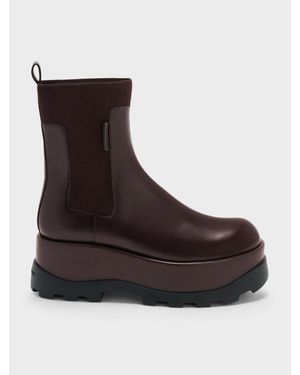 Charles & Keith Barron Platform Ankle Boots - Brown