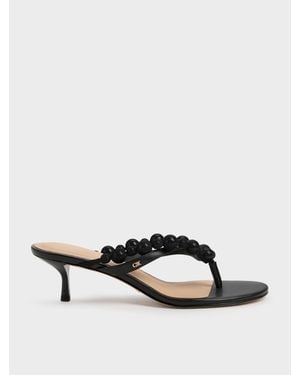 Charles & Keith Zehentrenner-Pumps Aus Leder Mit Perlenverzierung - Schwarz