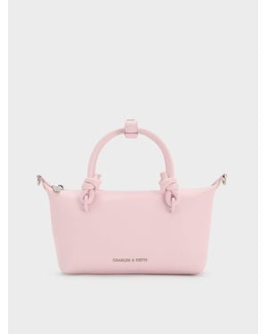 Charles & Keith Sammie Knotted-Handle Tote Bag - Pink