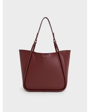 Charles & Keith Lyla Tubular Slouchy Tote Bag - Red