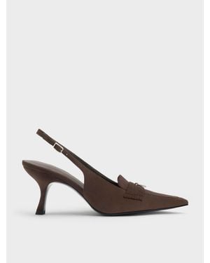 Charles & Keith Griselda Faux Suede Slingback Pumps - Brown