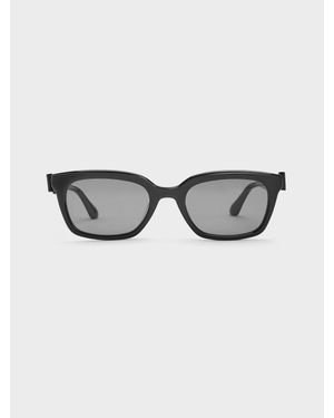 Charles & Keith Tanya Bow Rectangular Sunglasses - Grey
