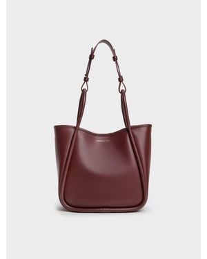 Charles & Keith Mini Lyla Tubular Tote Bag - Red
