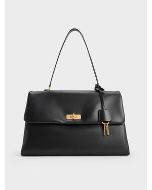 Charles & Keith Kerry Top Handle Satchel Bag - Black