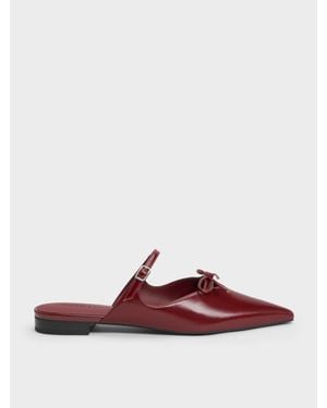 Charles & Keith Bow Mary Jane Mules - Red