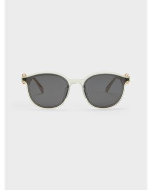 Charles & Keith Ciara Heart-Motif Sunglasses - Grey