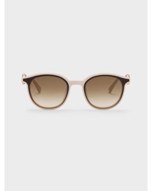 Charles & Keith Ciara Heart-Motif Sunglasses - Natural