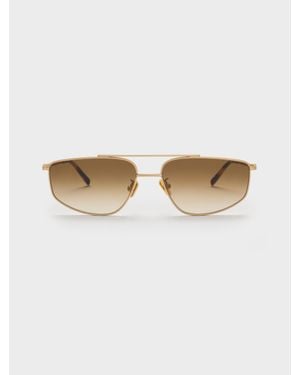 Charles & Keith Elowyn Metal-Rim Aviator Sunglasses - White
