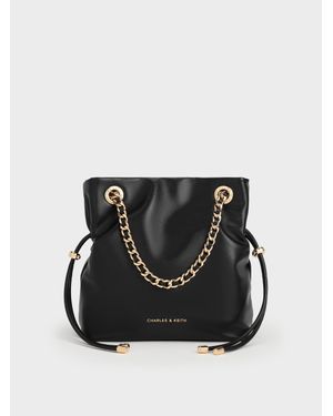 Charles & Keith Sac Bandoulière À Double Poignée Et Lanière Tressée Arya - Black