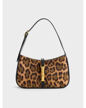 Charles & Keith Cesia Schultertasche Mit Leoparden-Print - Weiß