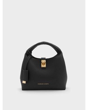 Charles & Keith Mini Chance Bucket Bag Mit Drehverschluss - Schwarz