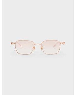 Charles & Keith Paige Rectangular Sunglasses - Natural