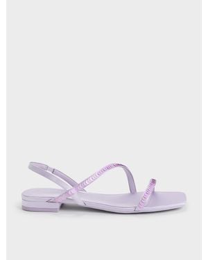 Charles & Keith Briella Flache Riemchensandalen Mit Pailletten - Lila