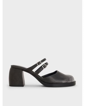 Charles & Keith Double-Strap Platform Mules - White