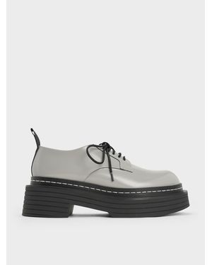 Charles & Keith Lace-Up Platform Derbys - Grey