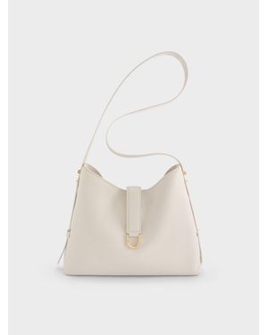 Charles & Keith Gabine Hobo-Tasche Aus Leder Mit Trageriemen - Weiß