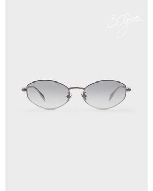 Charles & Keith Celestia Ombre Crystal-Accent Oval Sunglasses - Grey