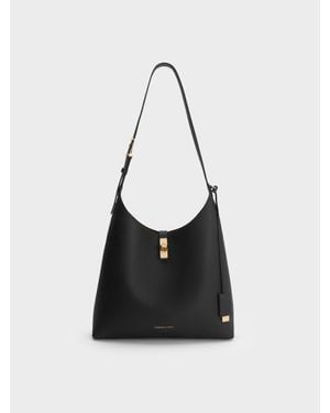 Charles & Keith Chance Hobo Bag Mit Drehverschluss - Schwarz