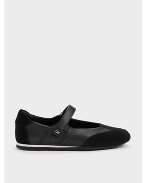 Charles & Keith Jace Leather & Suede Mary Jane Sneakers - Black
