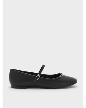 Charles & Keith Shila Mary-Jane-Ballerinas Mit Kette - Weiß