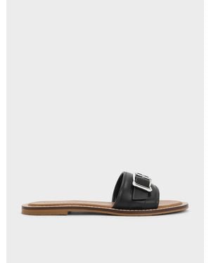 Charles & Keith Anita Buckled Slide Sandals - White
