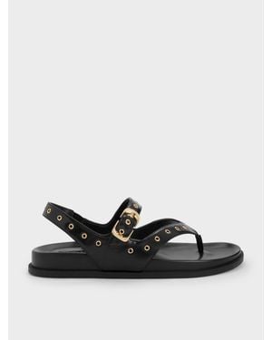 Charles & Keith Zehensteg-Sandalen Mit Ösen-Verzierung - Schwarz