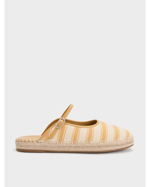 Charles & Keith Gestreifte Mary Jane Espadrille-Mules - Natur
