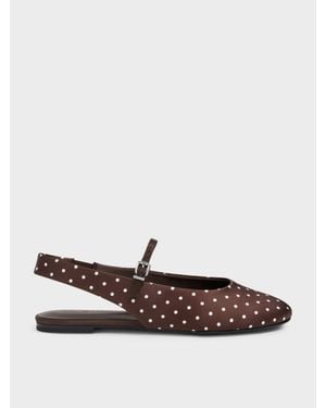 Charles & Keith Imani Polka-Dot Slingback Flats - White