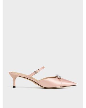 Charles & Keith Pantoletten Mit Kitten-Heel-Absatz Und Schleife Aus Recyceltem Polyester - Natur
