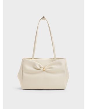 Charles & Keith Halsey Ruched Tote Bag - Natural
