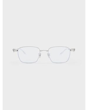 Charles & Keith Paige Clear Rectangular Sunglasses - Metallic