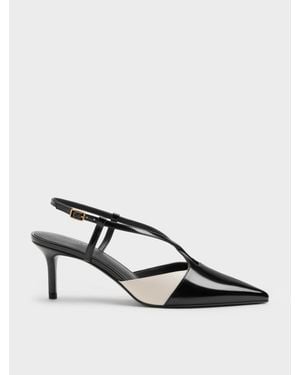 Charles & Keith Zweifarbige Spitze Slingback-Pumps - Mehrfarbig