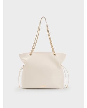 Charles & Keith Sac Cabas À Double Poignée Et Lanière Tressée Arya - Natural