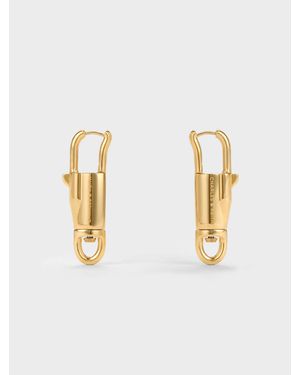 Charles & Keith Delfina Lock-Buckle Earrings - White